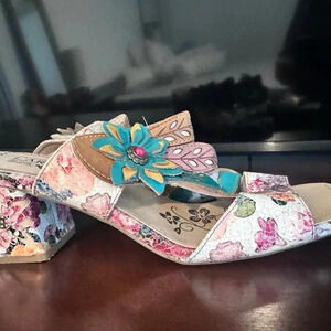 Spring Step L'Artiste Multicolor Floral Izetru Slide Sandal Shoes Size 8.5